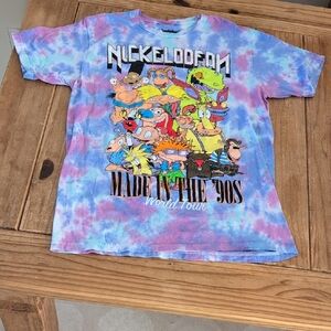 Purple/Pink/Blue Tie Dye Nickelodeon "Made in the 90's World Tour" Adult Tee, M